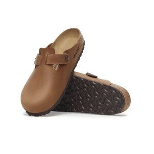 Birkenstock Boston BS Oiled Leather Clog Sandals - Cognac